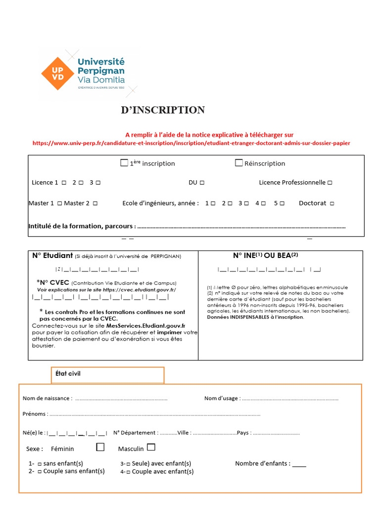 Inscription Administrative UPVD | PDF | Assurance | École de commerce