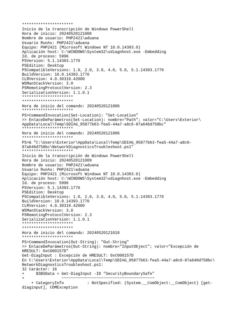 Diagnóstico de Red en PowerShell | PDF | Software | Microsoft Windows