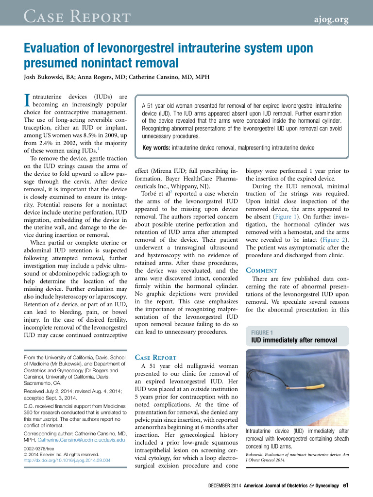 Evaluation of Levonorgestrel Intrauterine System U | PDF | Gynaecology ...