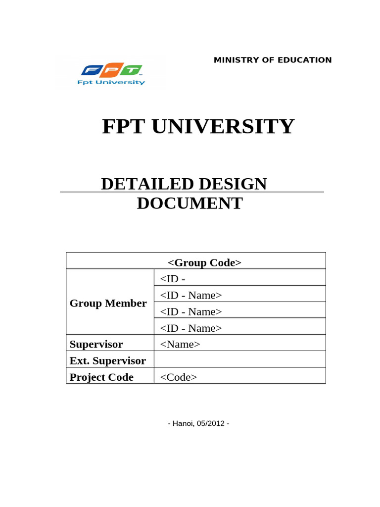 FPT University Detailed Design Document | PDF | Database Design | Databases