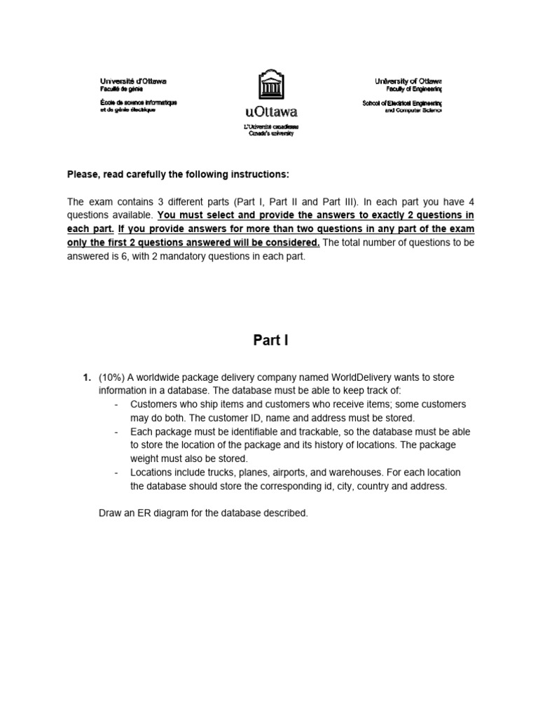 CSI2132 Exam Structure and Requirements | PDF | Relational Model ...