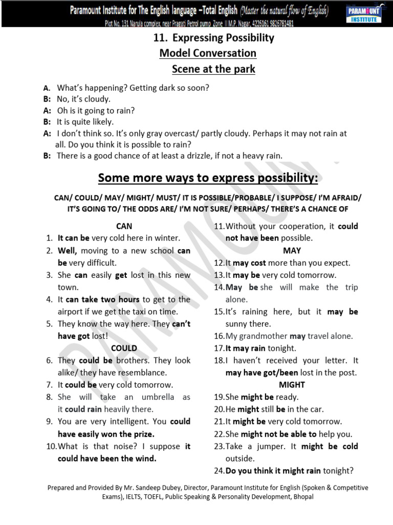Expressing Possibility in English Conversations | PDF