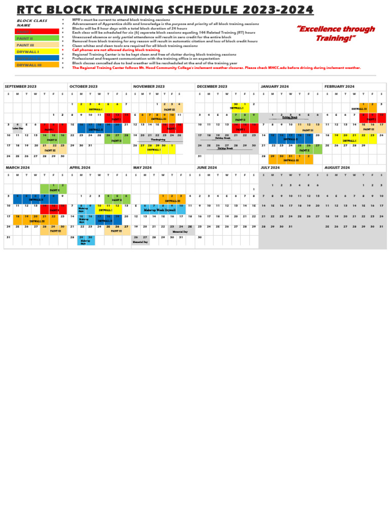 2023 24 Apprentice Training Schedule 2 | PDF
