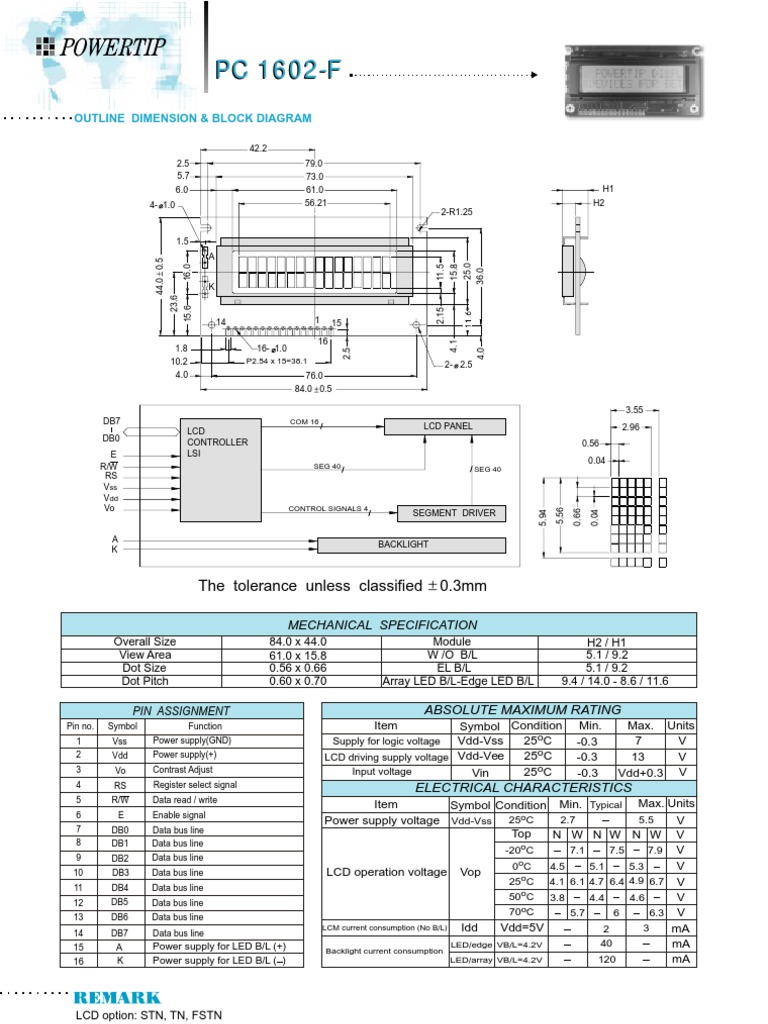 LCD Module Outline Dimensions | PDF | Technology & Engineering
