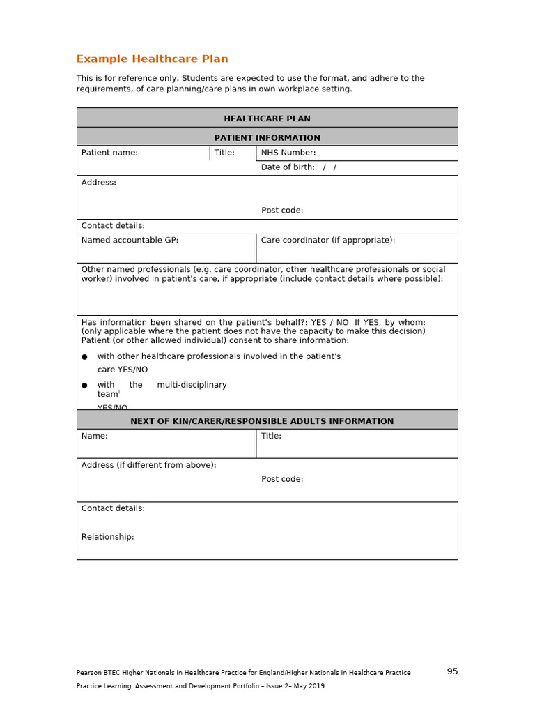 Example Healthcare Plan | PDF | Health Care | Medical Specialties