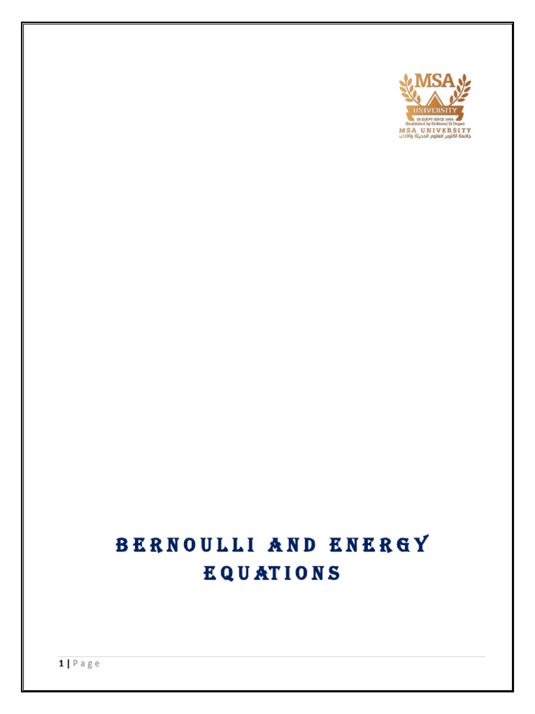 Chapter IV Bernoulli Energy Equations | PDF | Fluid Mechanics | Fluid ...