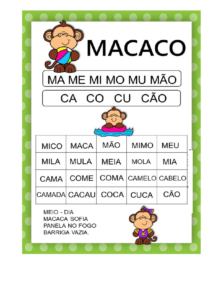 Ficha de Leitura - Sílabas Simples | PDF
