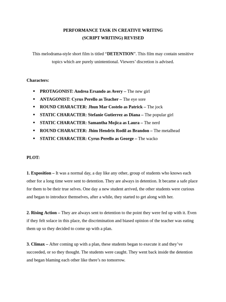Performance Task in Creative Writing | PDF