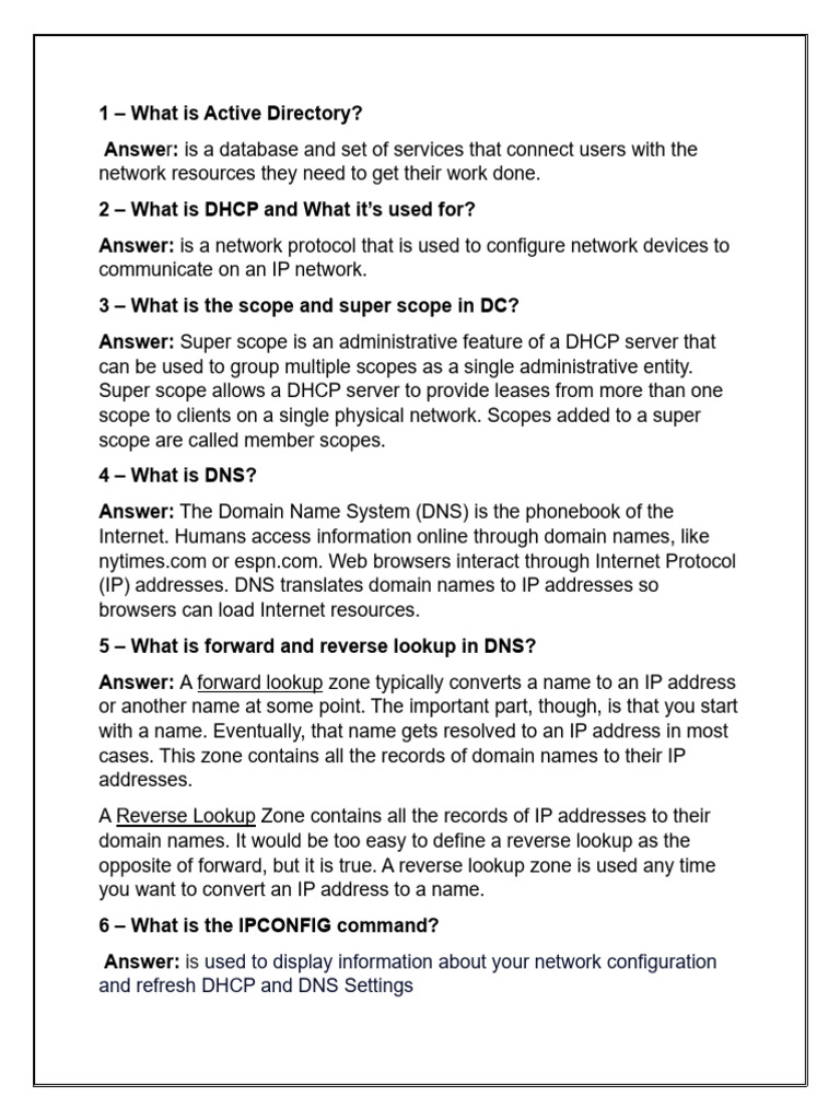 Active Directory and Network Essentials | PDF | Domain Name System ...