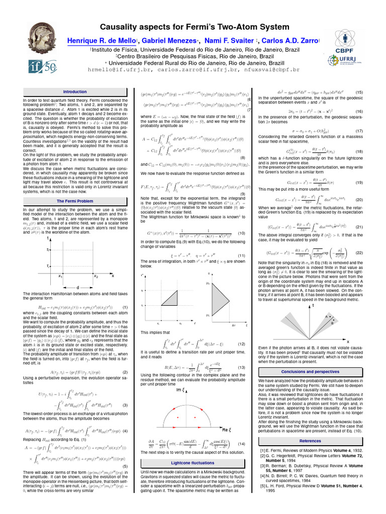 Causality in Fermi's Two-Atom System | PDF | Applied Mathematics ...