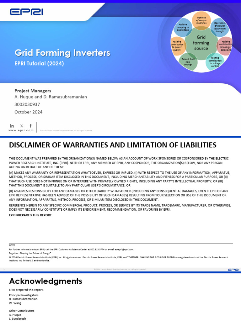 Grid Forming Inverters - EPRI Tutorial - 2024 | PDF | Electrical Grid ...