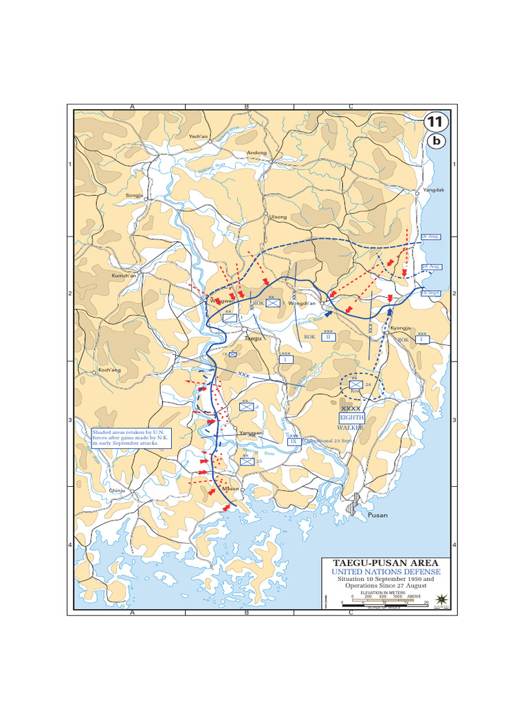 Taegu-Pusan Area Defense Map 1950 | PDF | Battles Of The Korean War ...