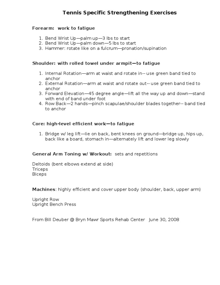 Tennis Strengthening Exercises at Home | PDF | Cooking, Food & Wine ...