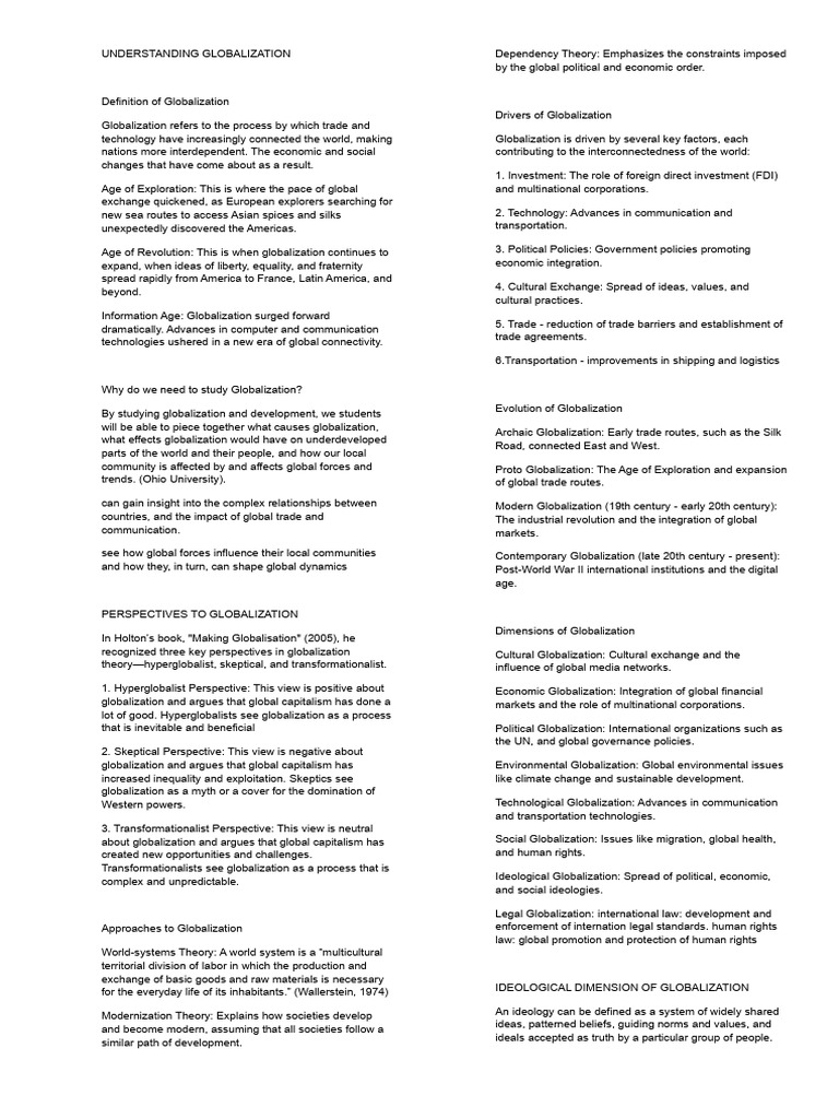 Tcw Reviewer Pdf Globalization Ideologies