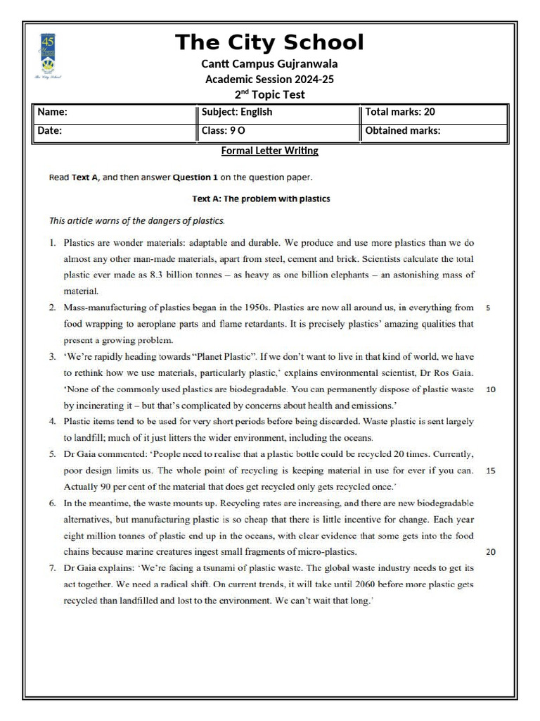 English Letter Writing Test Guide | PDF | Language Mechanics | Grammar