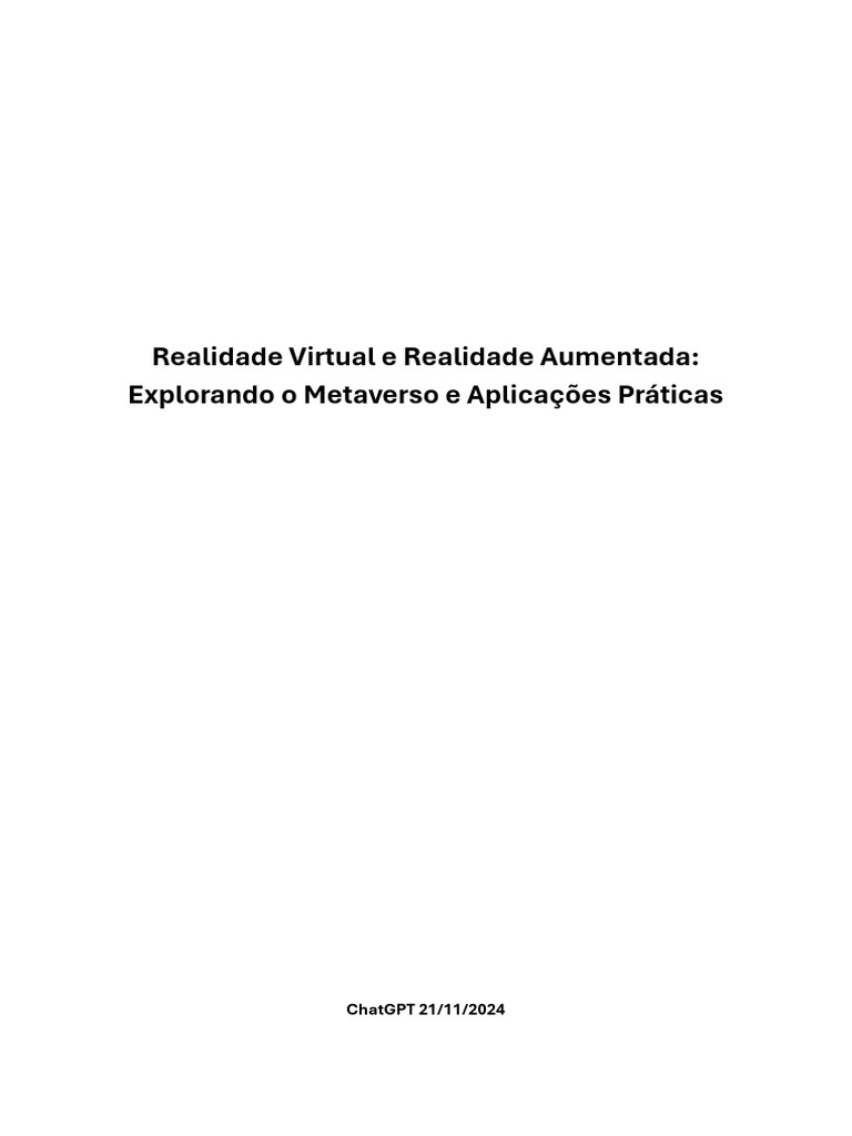 Metaverso: Aplicações de VR e AR | PDF | Realidade virtual | Realidade ...