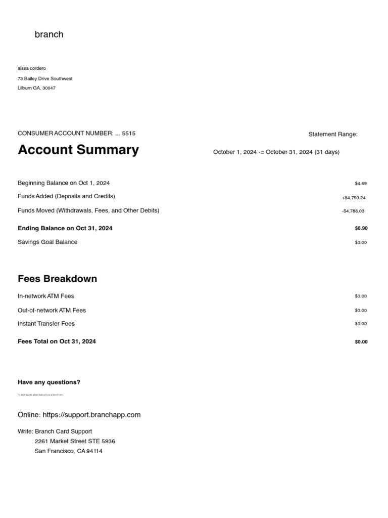 Branch: Account Summary | PDF | Credit Card | Debit Card