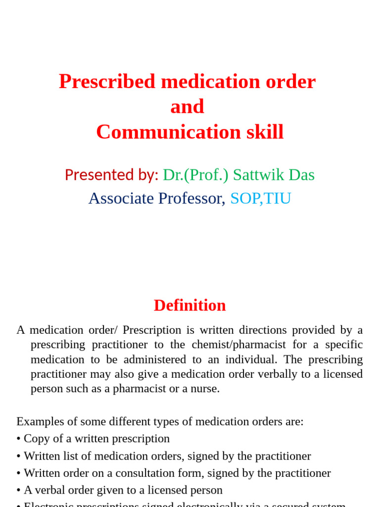Understanding Medication Orders and Communication | PDF | Medical ...