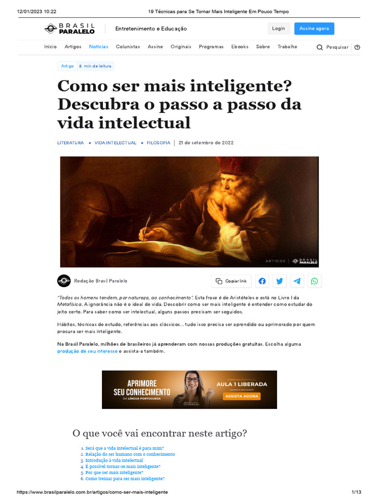 19 Técnicas para Aumentar Sua Inteligência | PDF | Inteligência ...