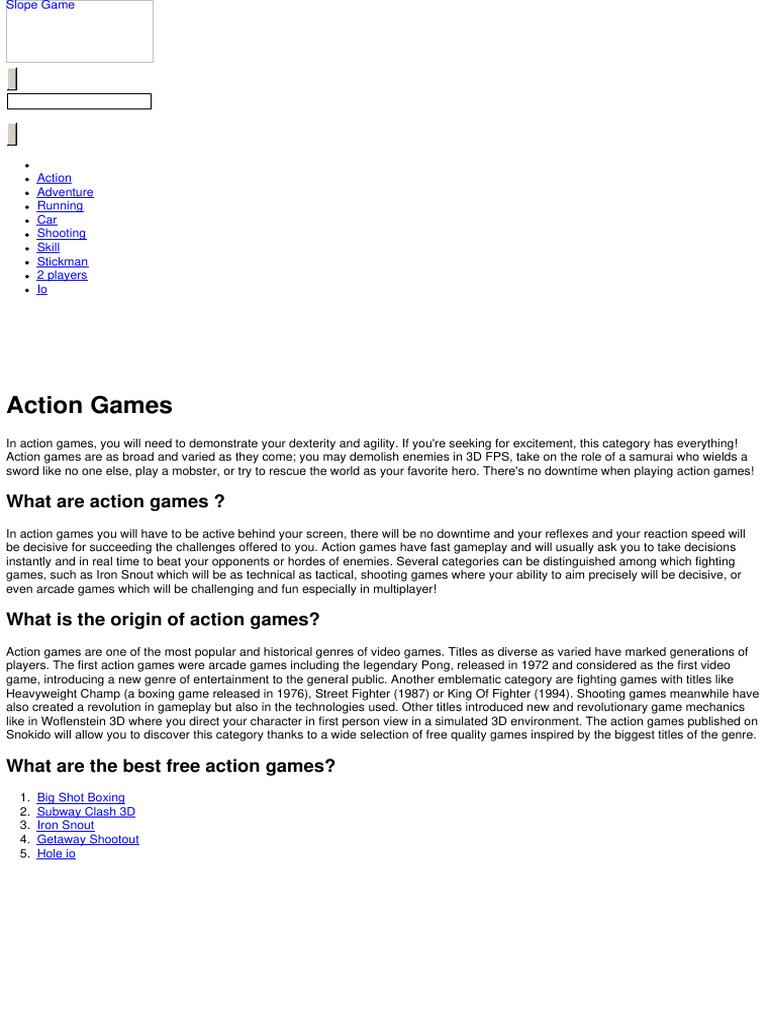 Action Games | PDF | Sports & Recreation | Games & Activities