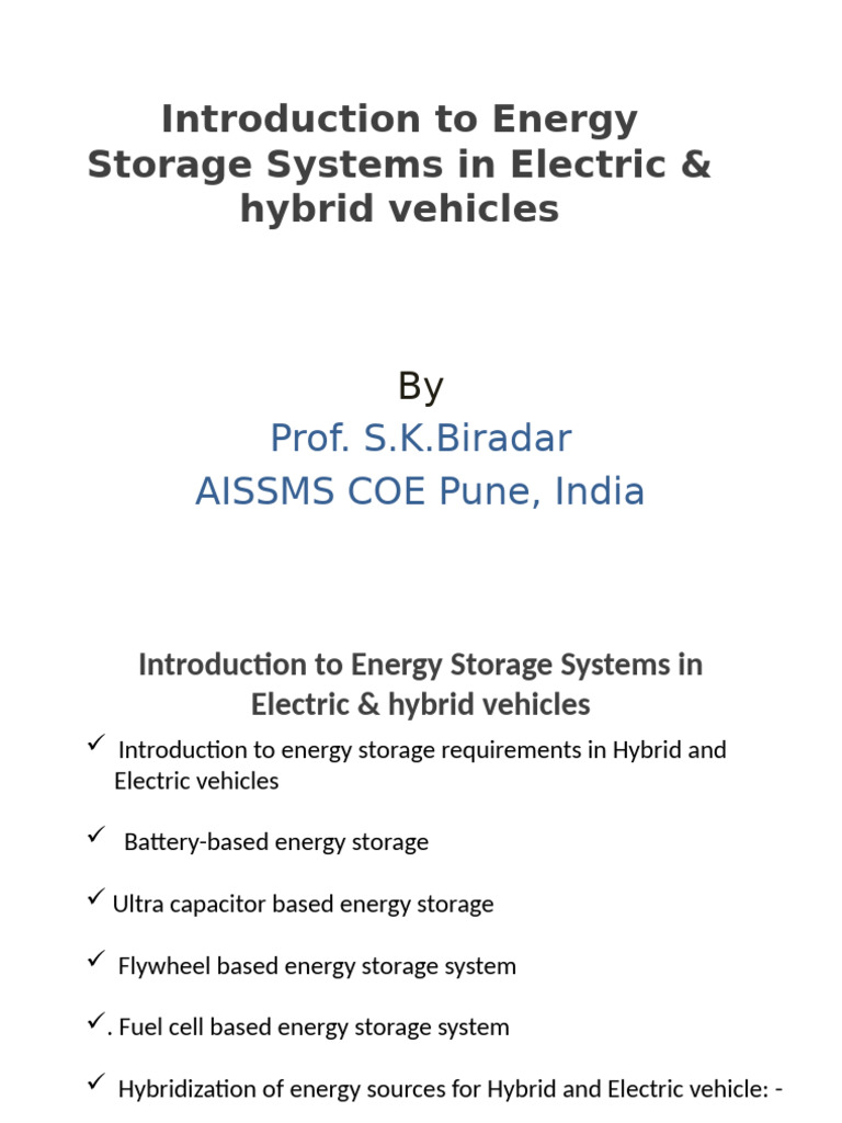Introduction To Energy Storage Systems in Electric & Hybrid Vehicles ...