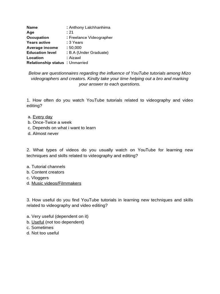 Anthony | PDF | You Tube | Editing