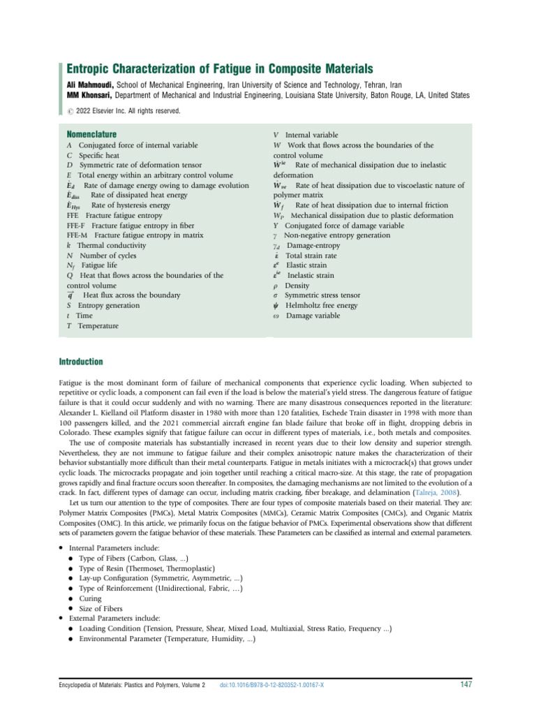Entropic Characterization of Fatigue in Composite Materials ...