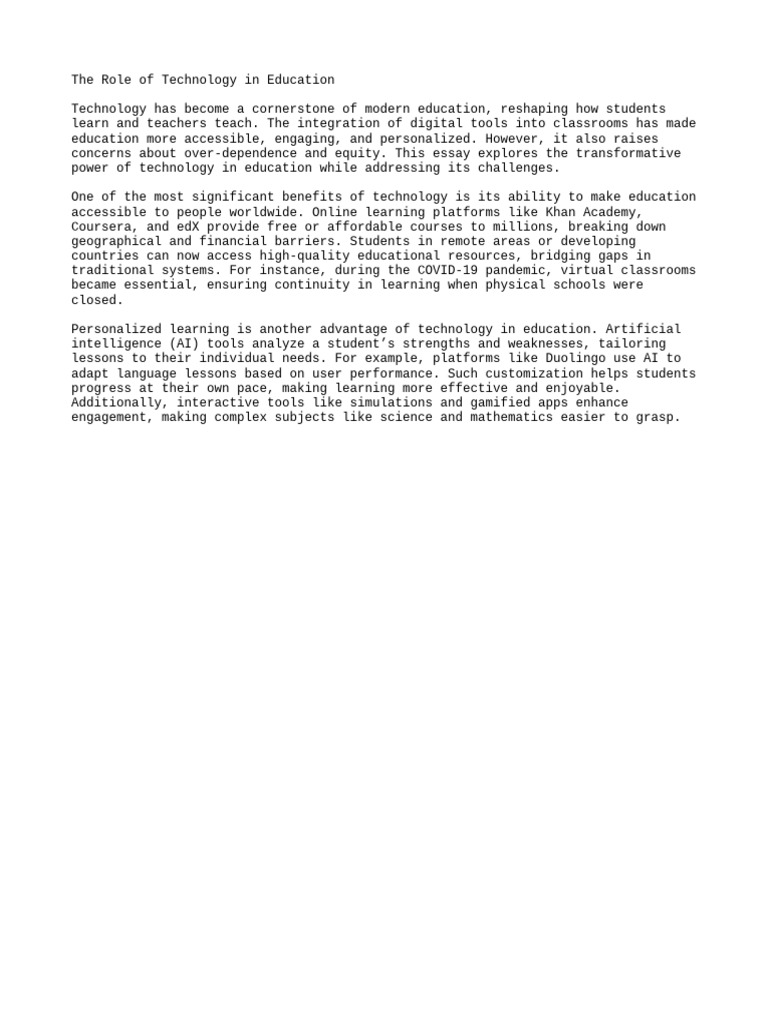 Transformative Role of Technology in Education | PDF