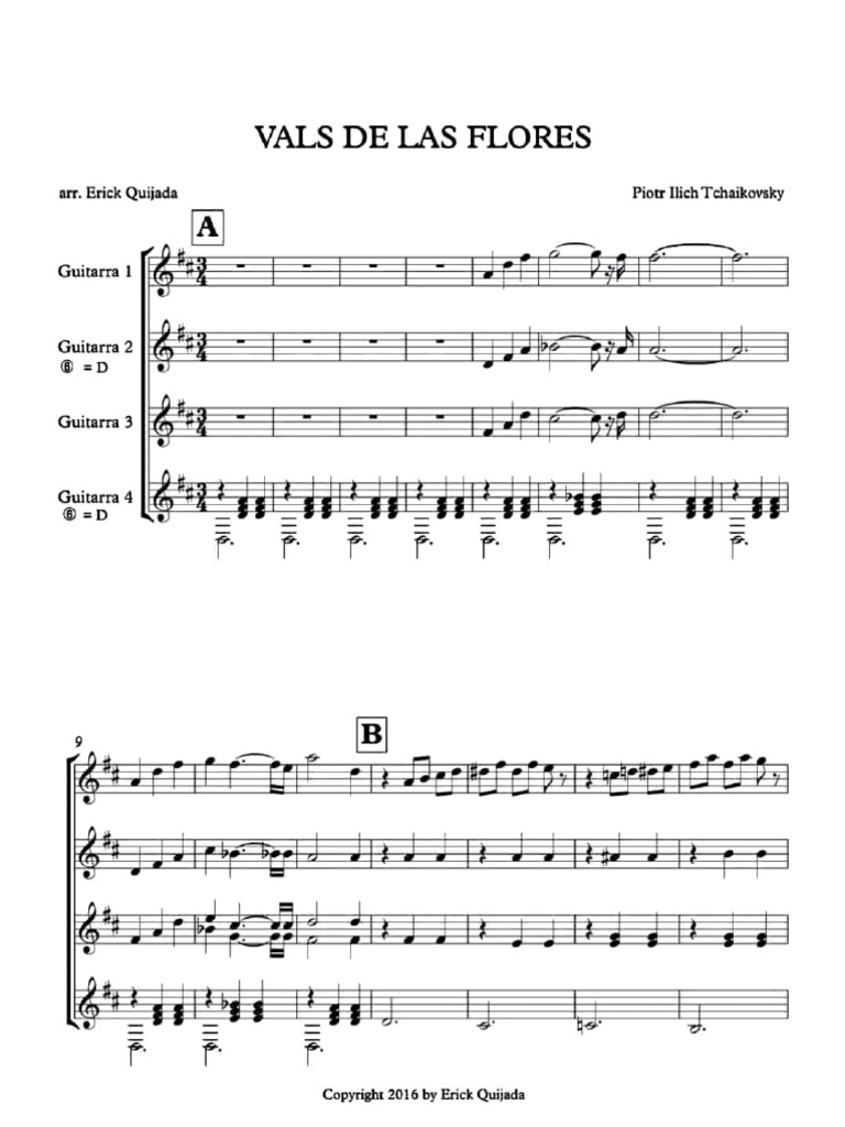 Vals de Las Flores 4 Guitarras | PDF
