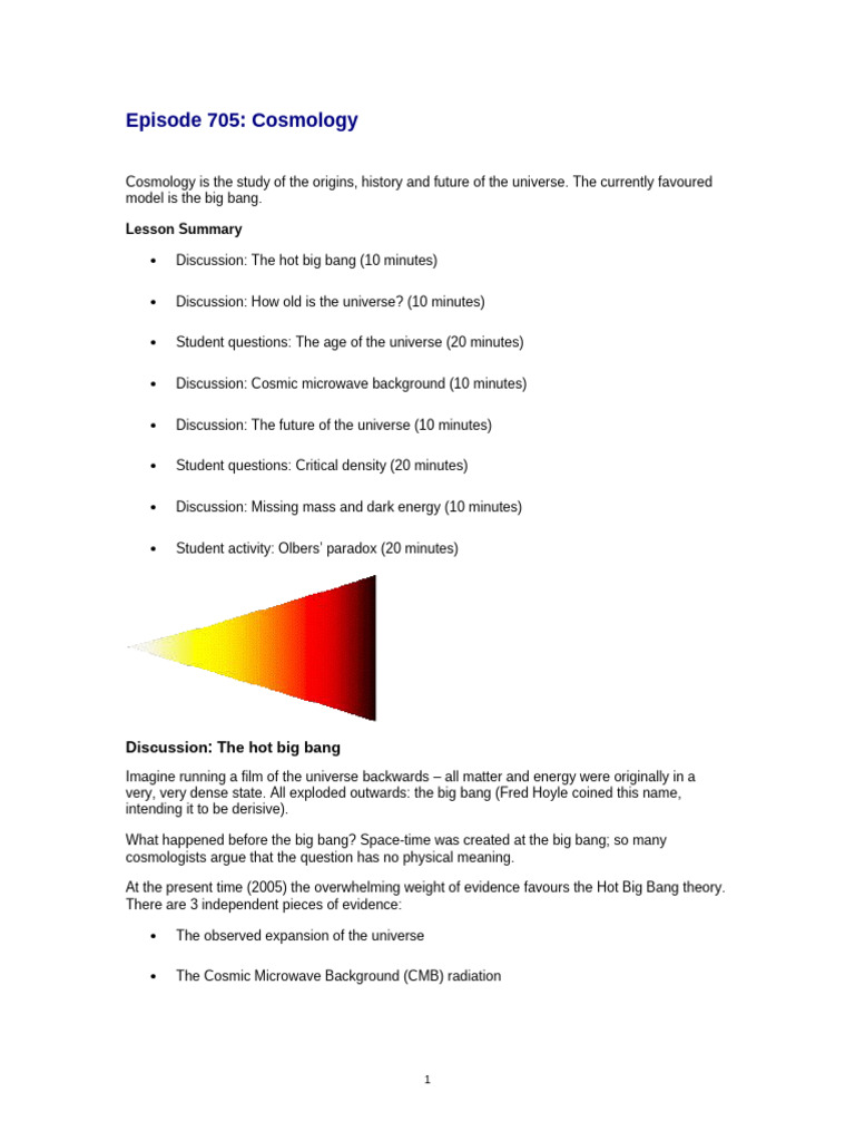 Episode 705 - Cosmology - 0 | PDF | Big Bang | Universe