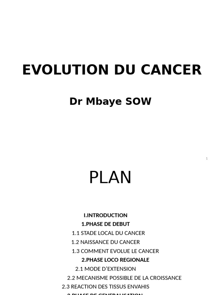 Évolution du cancer : phases et mécanismes | PDF | Métastase | Cancer