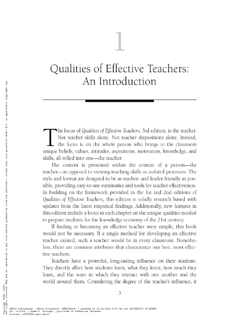 Qualities of Effective Teachers | PDF