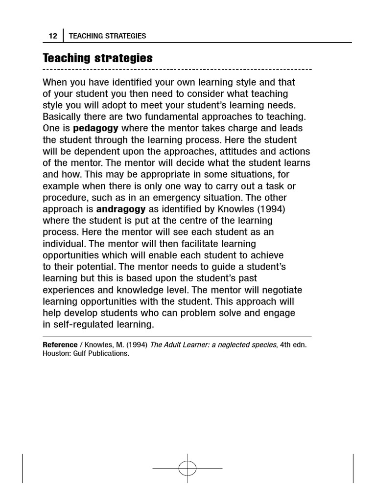 Wilkes Mentorship Teaching Strategies | PDF | Learning | Mentorship