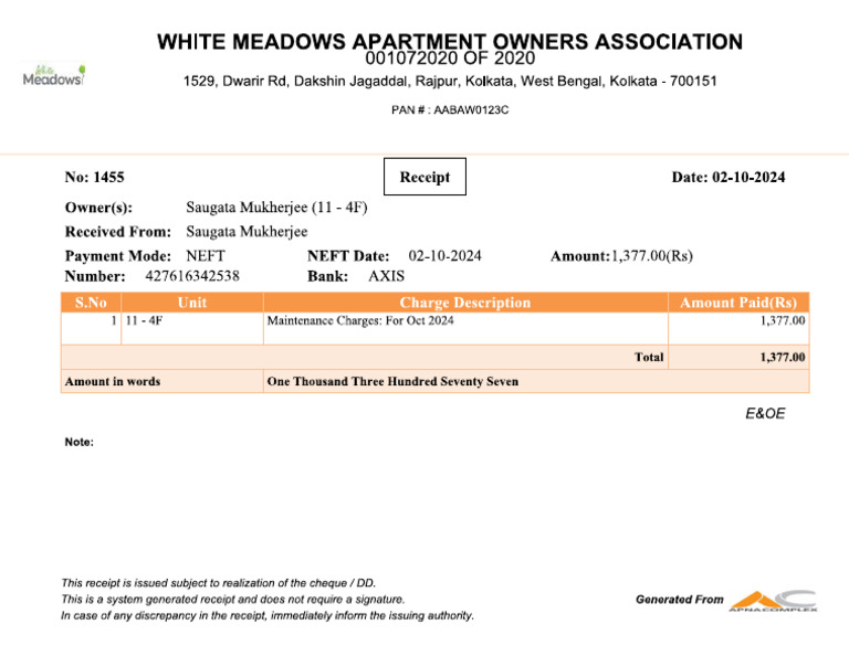 Receipt 1455 | PDF