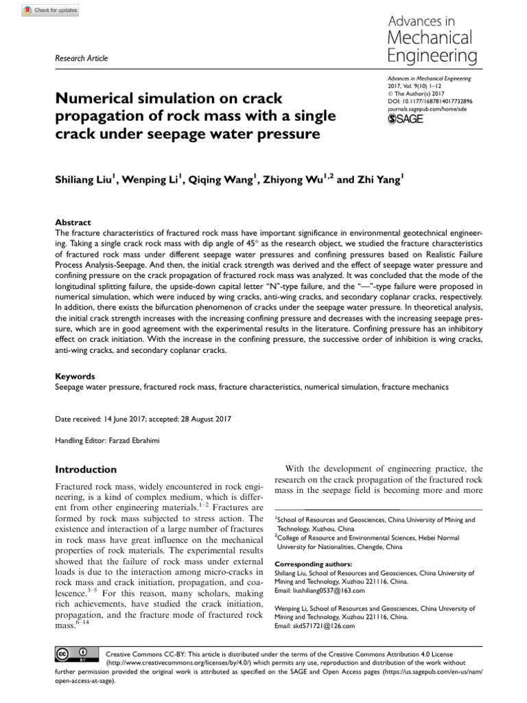 Liu Et Al 2017 Numerical Simulation On Crack Propagation of Rock Mass ...