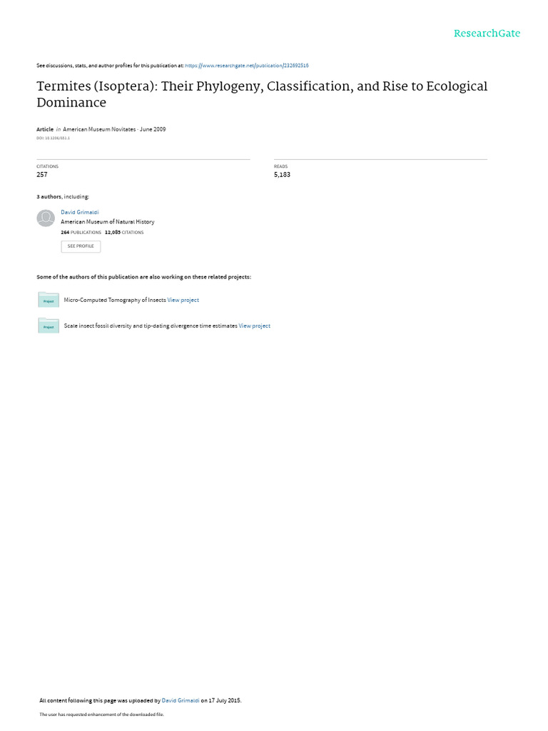 Termites Isoptera Their Phylogeny Classification | PDF | Bees | Eusociality