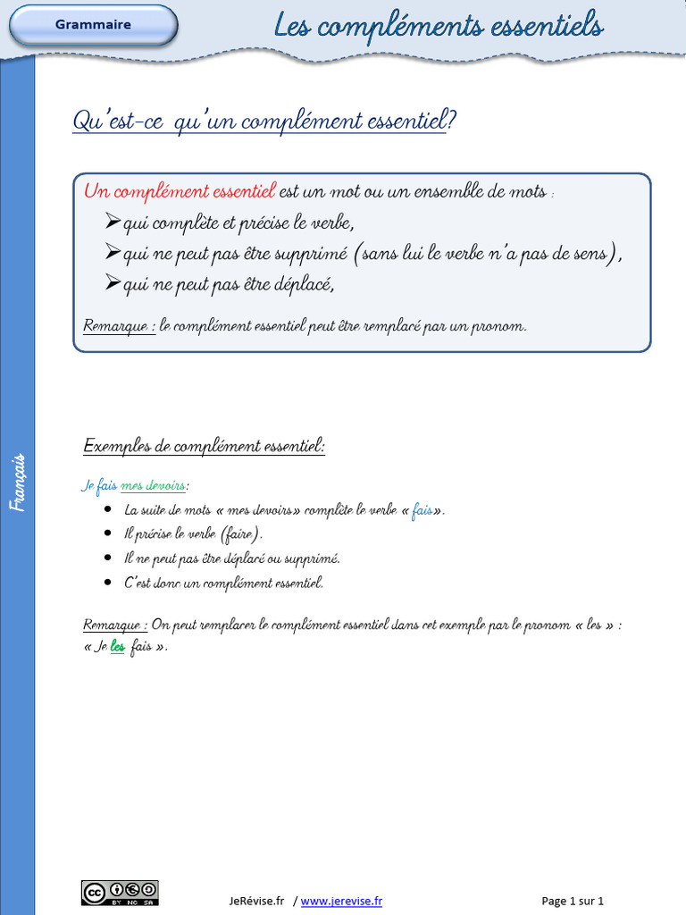 Comprendre le complément essentiel | PDF