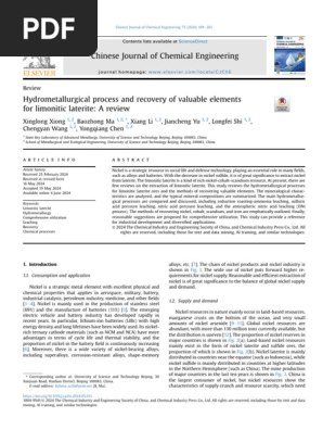 Hydrometallurgy of Limonitic Laterite Ores | PDF | Nickel | Minerals