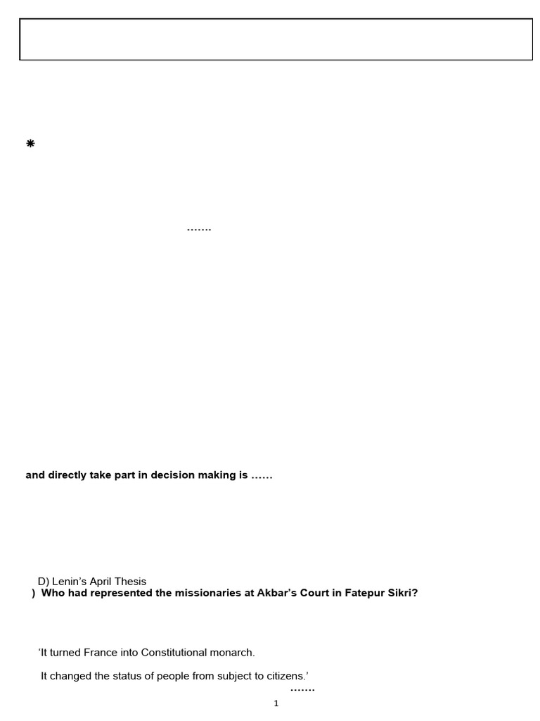 Goa Board Class 9 Social Science Model Paper | PDF | Democracy ...