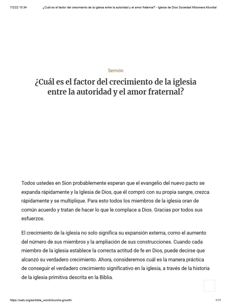 Cuál Es El Factor Del Crecimiento de La Iglesia | PDF | Amor | Iglesia ...