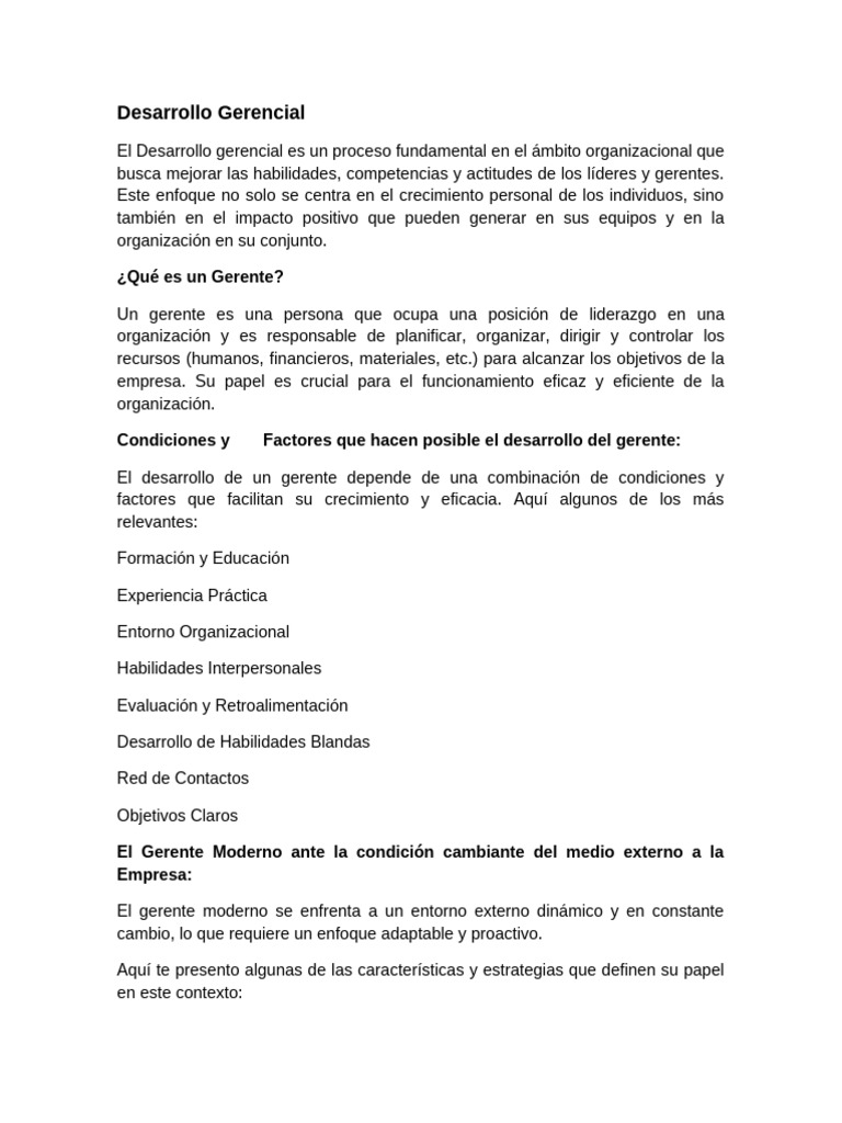 Matrial para Desarrollo Gerencial para Examen. | PDF | Liderazgo | Business