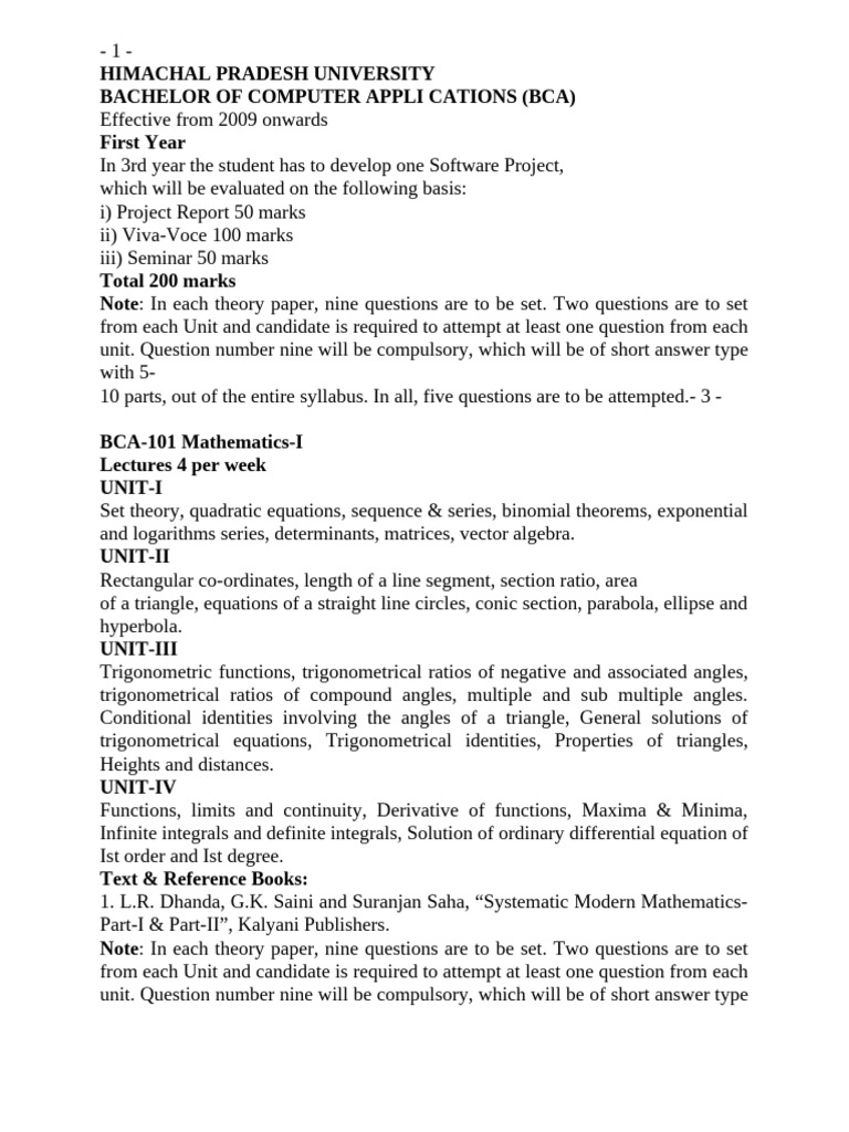 BCA Program Structure and Curriculum | PDF | Computer Network | C ...