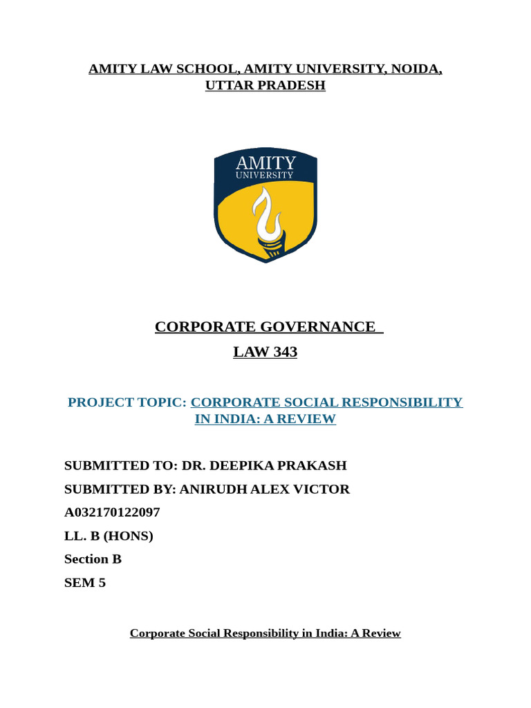 Corporate Social Responsibility in India | PDF | Corporate Social ...