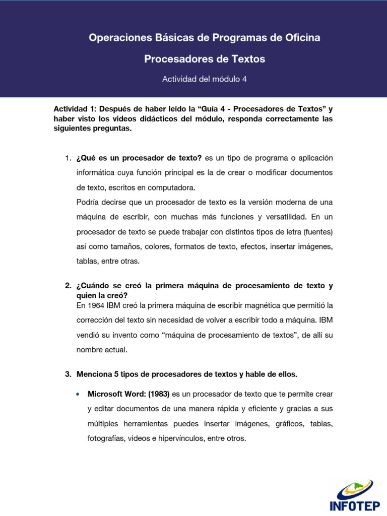 Actividad - Módulo 4. Junior Frias | PDF | Procesador de textos ...