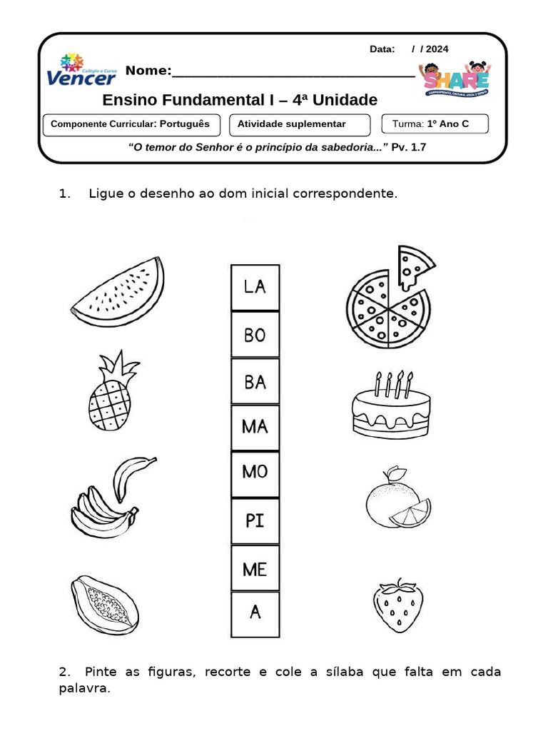Atividades de Português para 1º Ano | PDF | Carreira e Crescimento ...