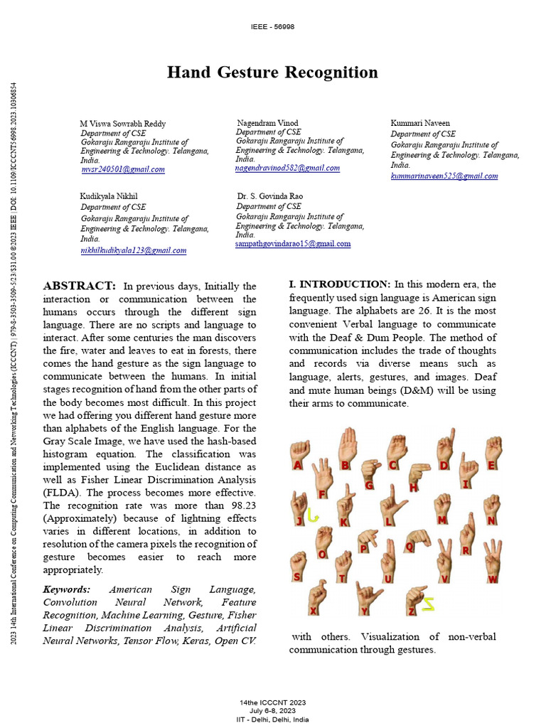 Hand Gesture Recognition System | PDF | Artificial Neural Network ...