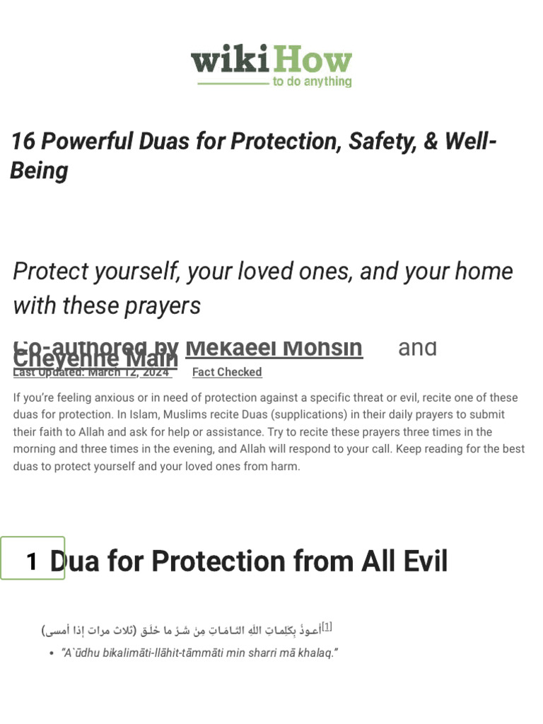 16 Duas For Protection From Harm, Evil, Sickness, & More | PDF ...