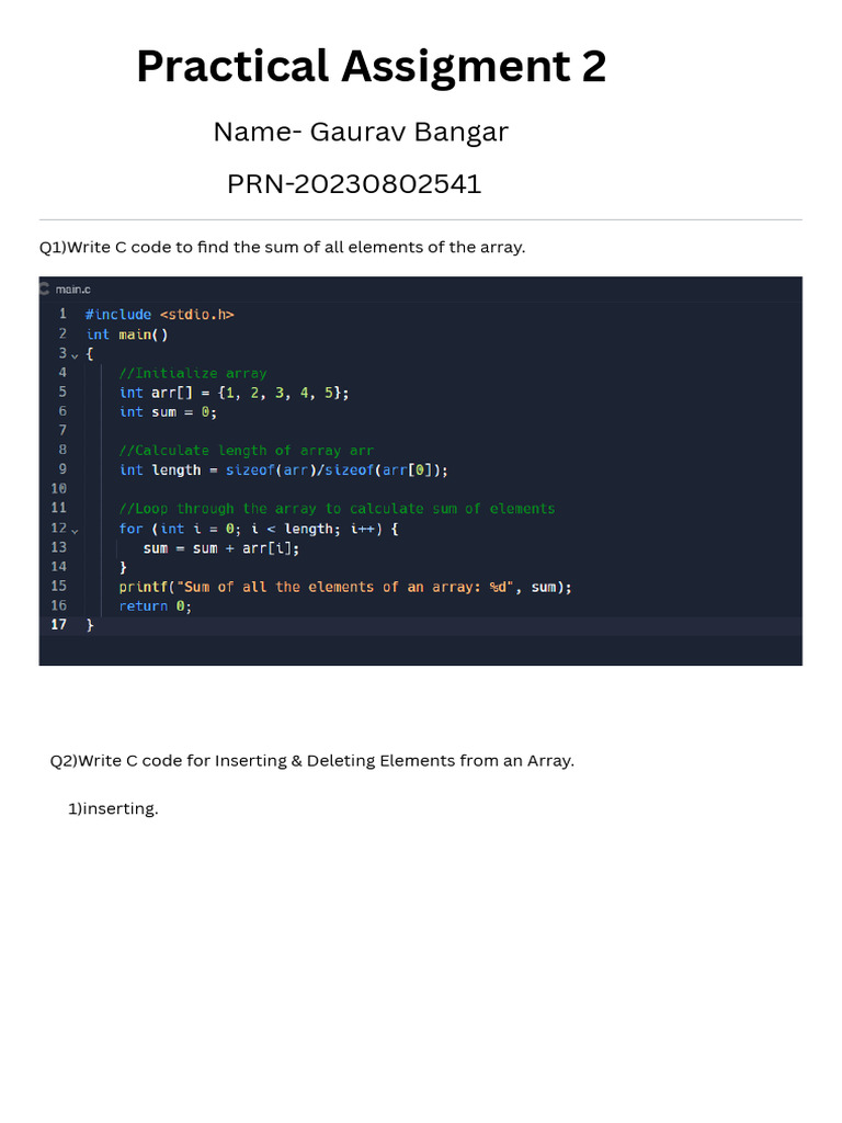 C Array Operations Guide | PDF | Computers