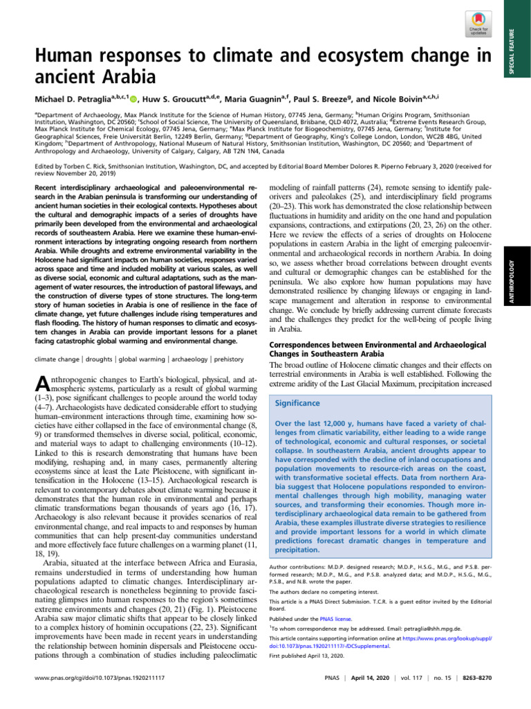 Human Resilience in Prehistoric Arabia | PDF | Climate Change | Natural ...