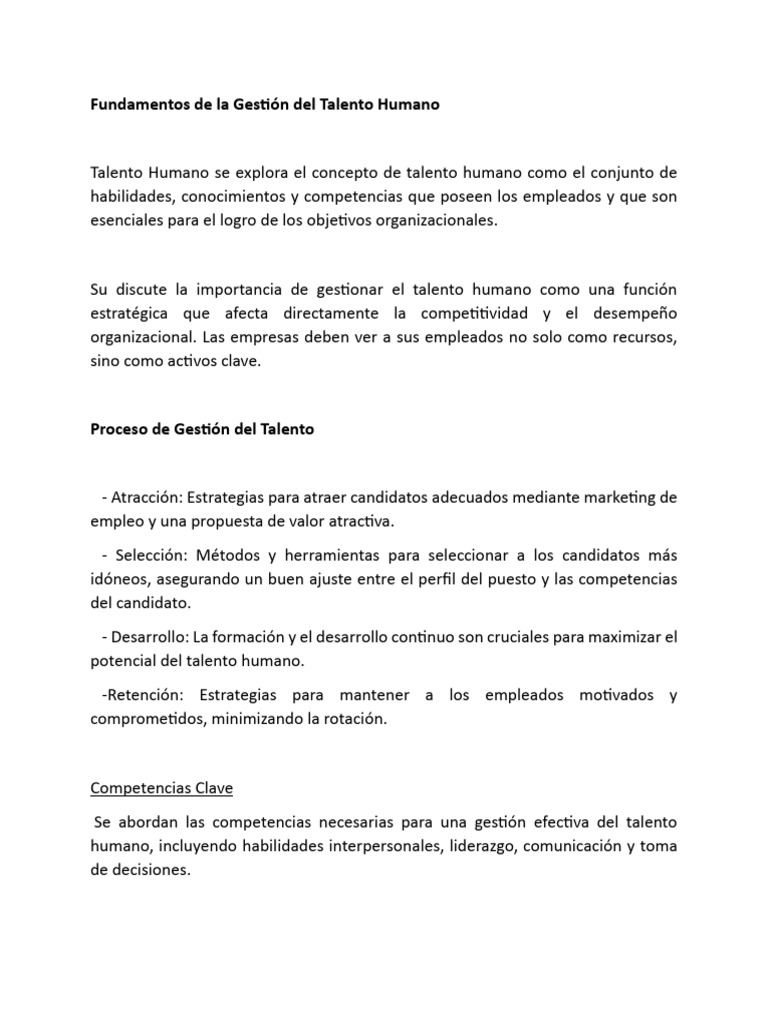 Fundamentos de La Gestión Del Talento Humano | PDF